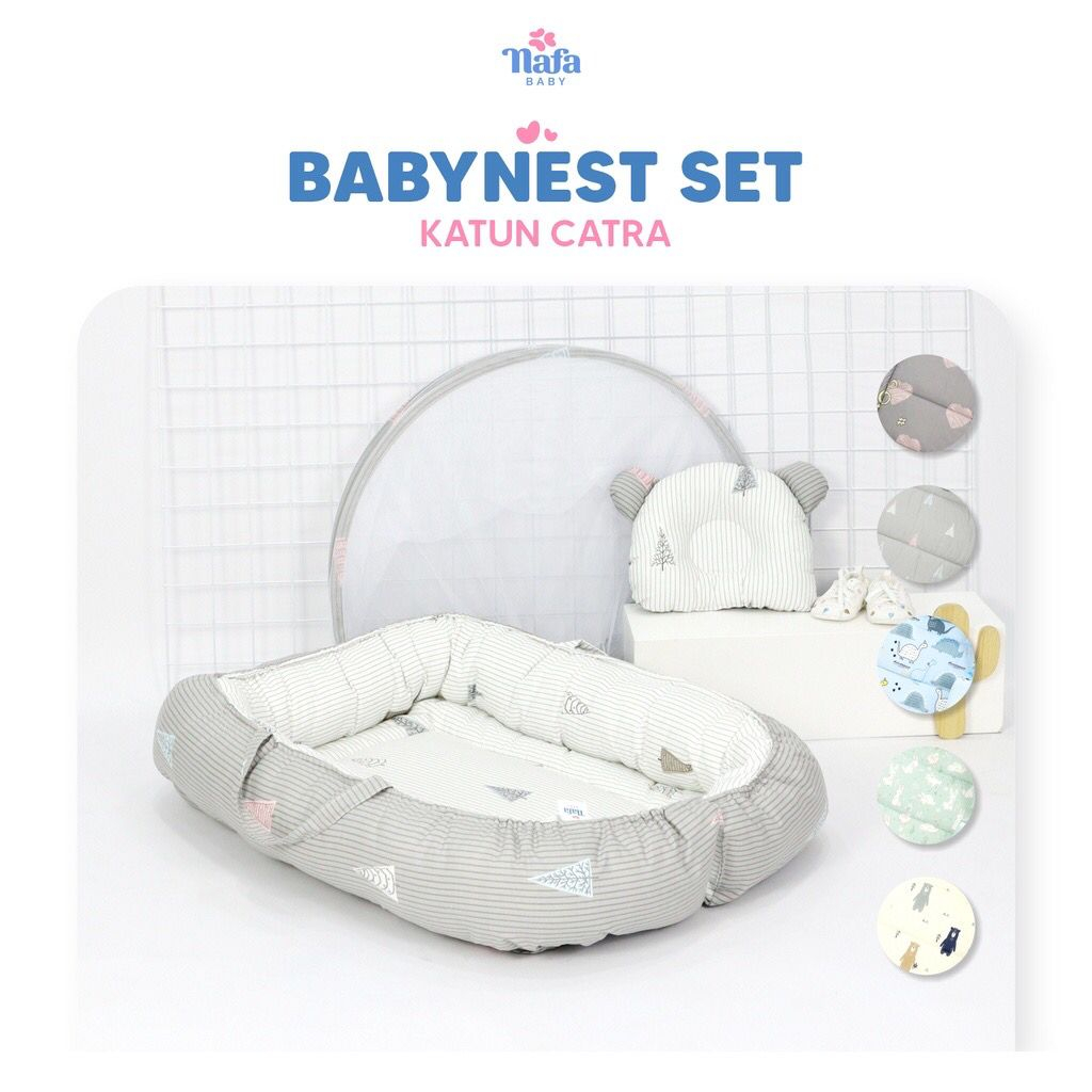 BABY NEST BOAT SET KATUN BANTAL KELAMBU/ TEMPAT TIDUR BAYI/ NAFA BABY