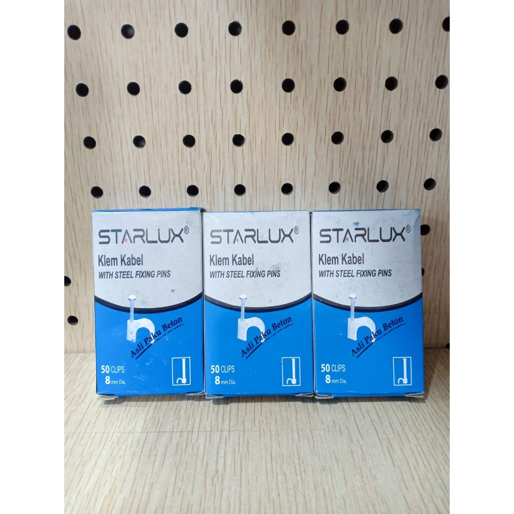 STARLUX Paku Beton Asli Klem Kabel 7mm/8mm/9mm/10mm/12mm isi 50 PCS