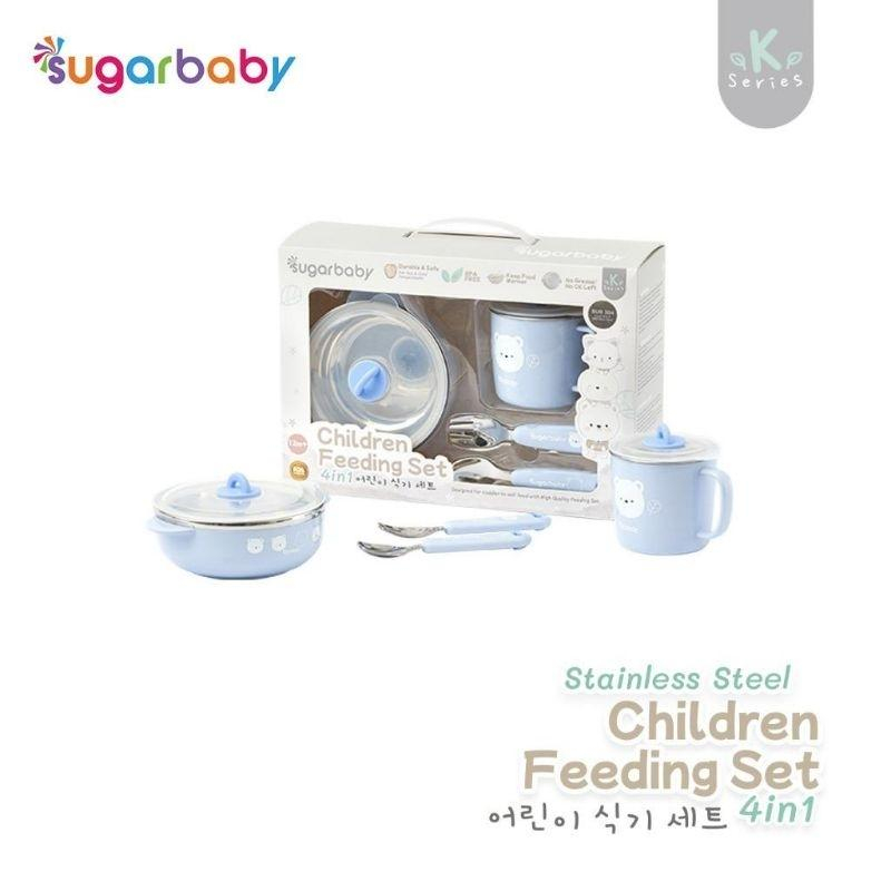 SUGAR BABY MURAH HEALTHY SILIKON FEEDING SET STAINLESS STEEL CHILDREN FEEDING SET ALAT MAKAN