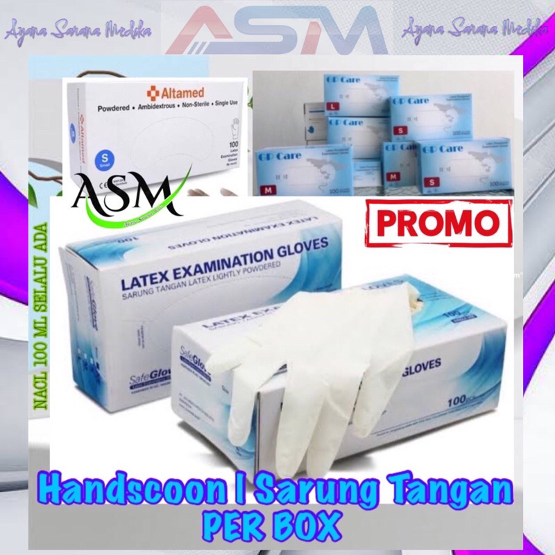 HANDSCOON SARUNG TANGAN LATEX | SAFEGLOVE SARUNG TANGAN POWDER PERBOX