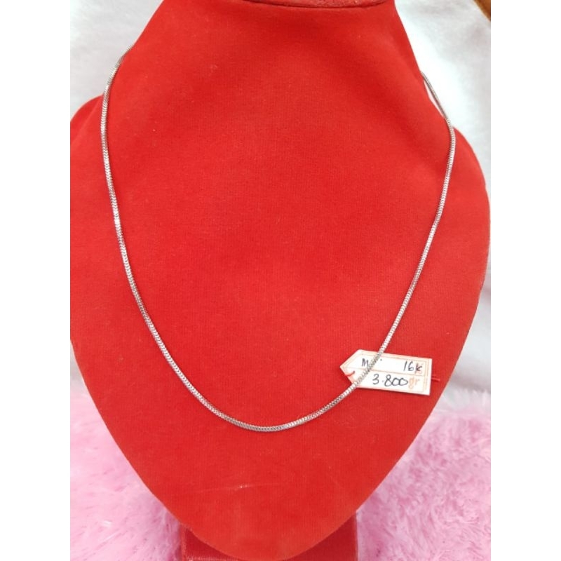 KL929J210J kalung model milano emas putih berat 3.800 pj 46,4cm kadar 70% 16k toc 700UB$