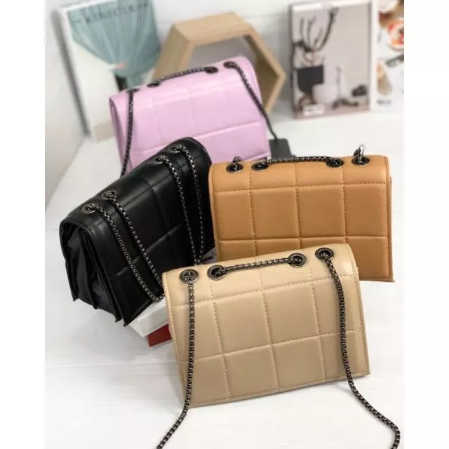 DTS ALINKA - Tas Selempang Wanita Sling Bag Bordir Kotak Polos Simpel