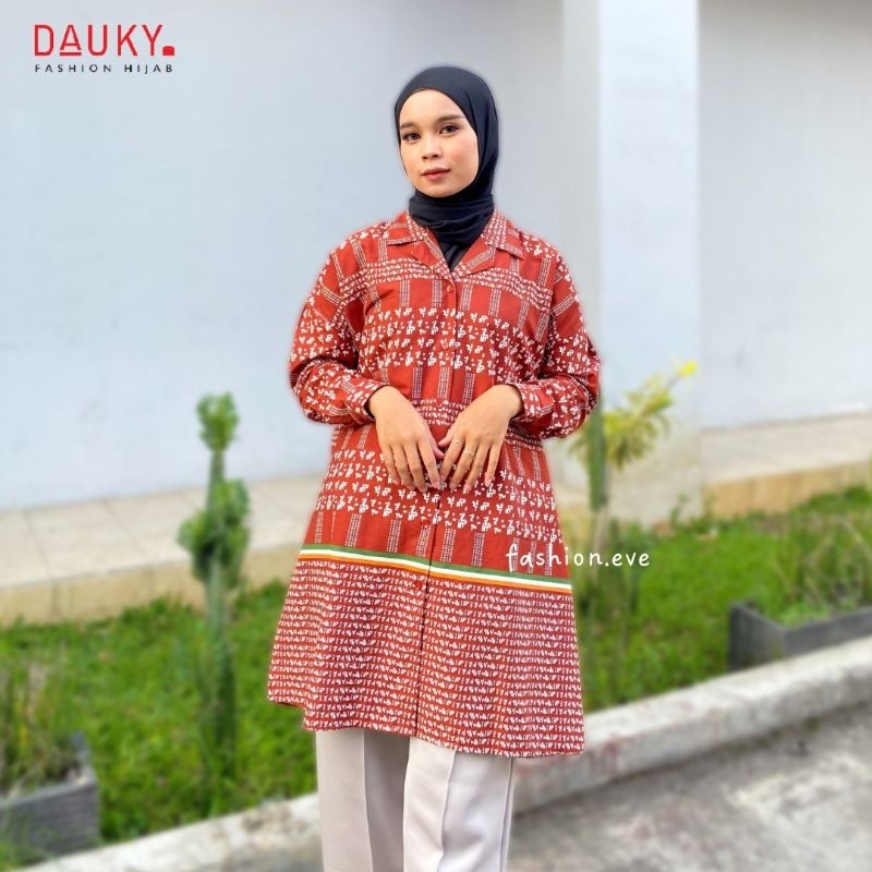 DAUKY TUNIK ZARAVA BAJU ATASAN WANITA TUNIK WANITA TUNIK DAUKY KEMEJA DAUKY TUNIK BUSUI KEMEJA MOTIF
