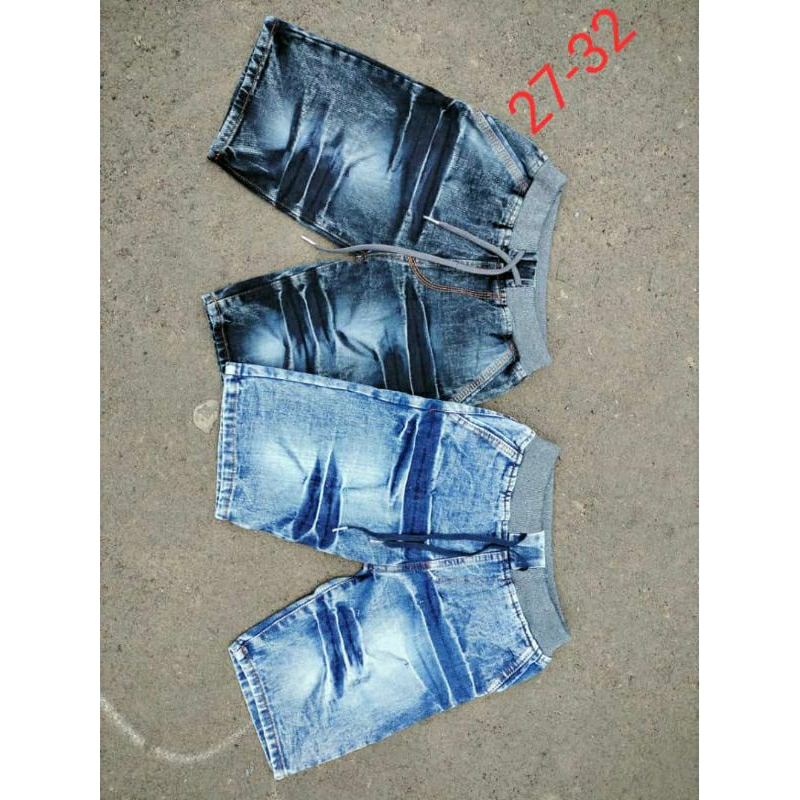 Celana Pendek Jeans  Santai Pria Kolor / Rip Jeans Pria