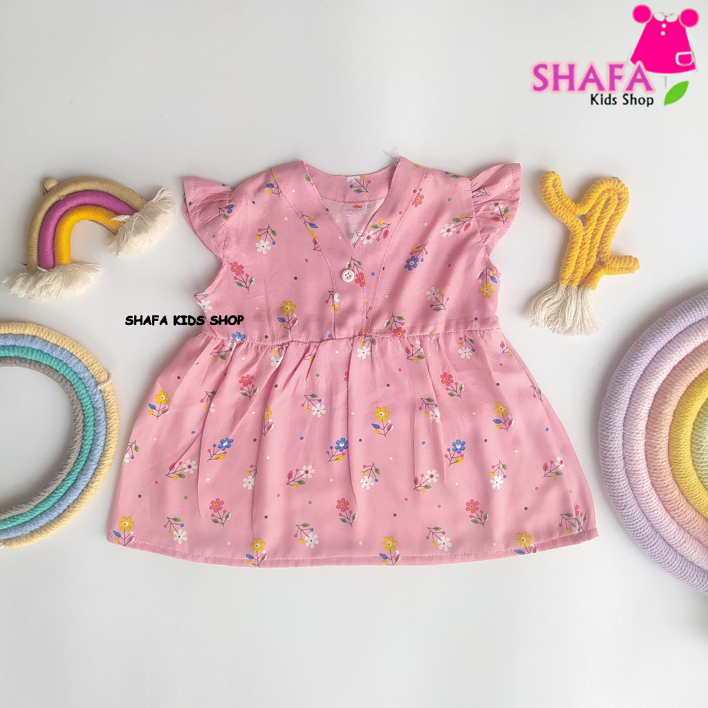 DRESS ANAK BAYI PEREMPUAN USIA 3 BULAN - 18 BULAN / BAJU ANAK BAYI  / NEWBORN / RAYON VISCOSE / SHAFA KIDS ORIGINAL MTF-019