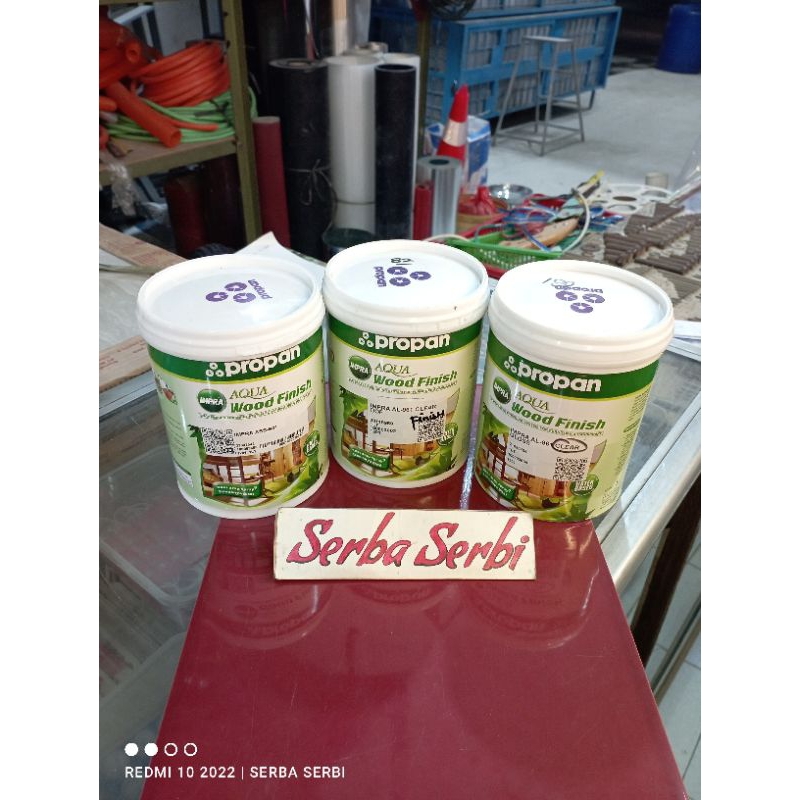 (AQUA WOOD FINISH) Cat finishing kayu furniture bahan air waterbased 1liter Propan