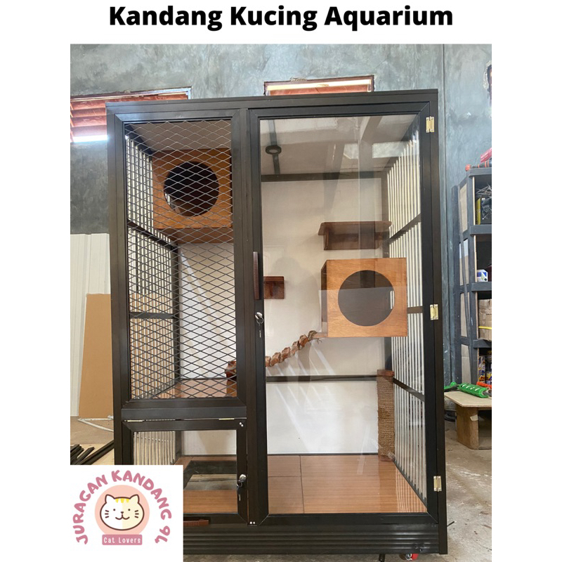 Kandang Kucing Alumunium Besar Mewah Murah dan Berkualitas / Kandang Kucing alumunium kaca / kandang kucing aqurium / cat aquarium