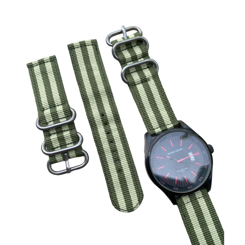 Strap tali jam tangan kanvas military watch stell buckle