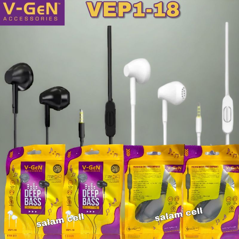 Headset V-Gen VEP1-18 Wired Earphone Deep Bass Vgen original Vgen Vep1 18