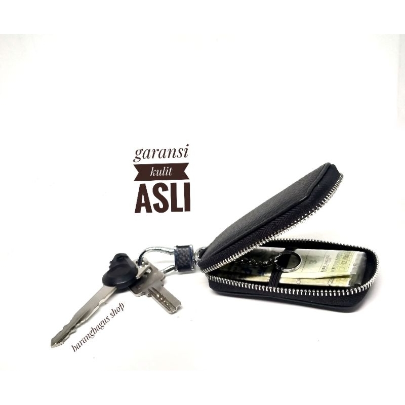 Hardcase Dompet Tempat Remote Mobil keyless Kulit asli Gantungan Logo BMW