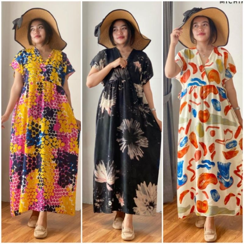 BISA COD MICHIKO HOME DRESS DASTER LONG DRESS HOMEY DRESS KIMONO RAYON MOTIF BUSUI PENDEK BAJU HAMIS