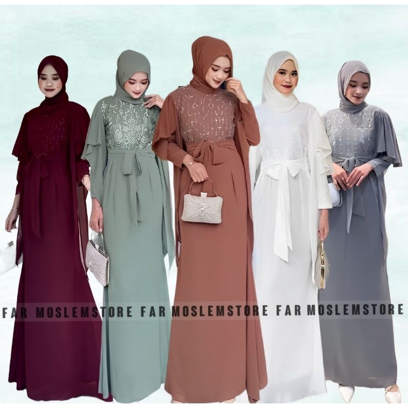 GAMIS BRUKAT FREE PHASMINA/JENNIE DRESS GAMIS KONDANGAN PESTA MUSLIMAH/PAKAIAN MUSLIM WANITA/FAR MOSLEMSTORE