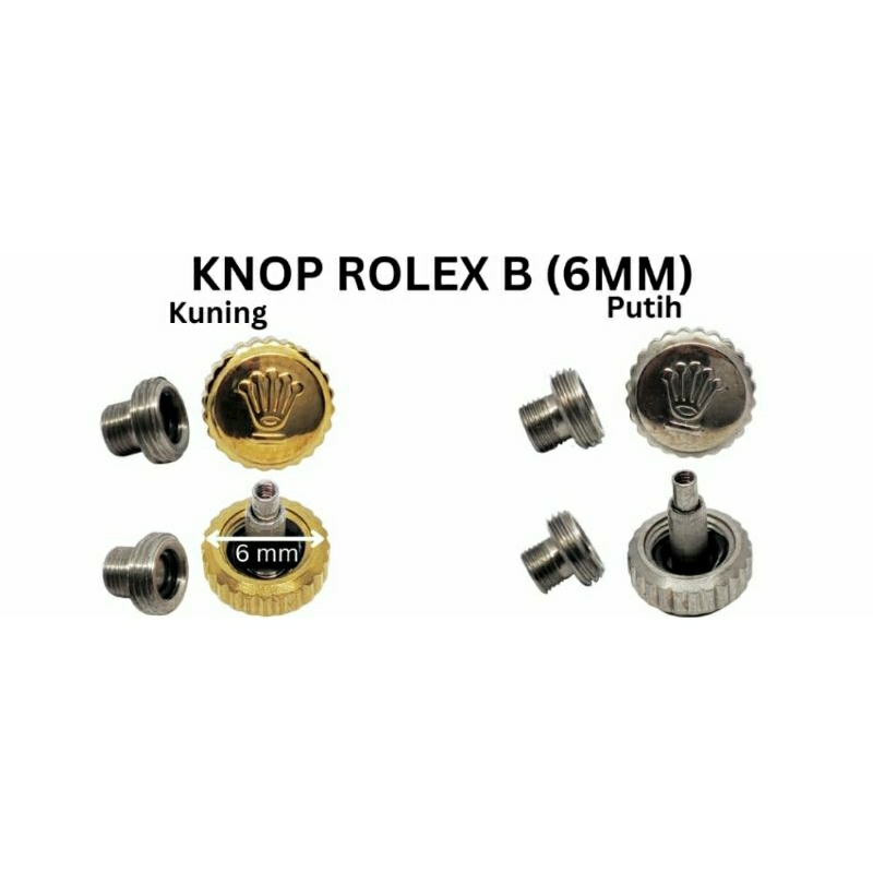 Knop pemutar 3.0.A jam tangan Rolex kwalitas original uk. 5MM 6MM 7MM