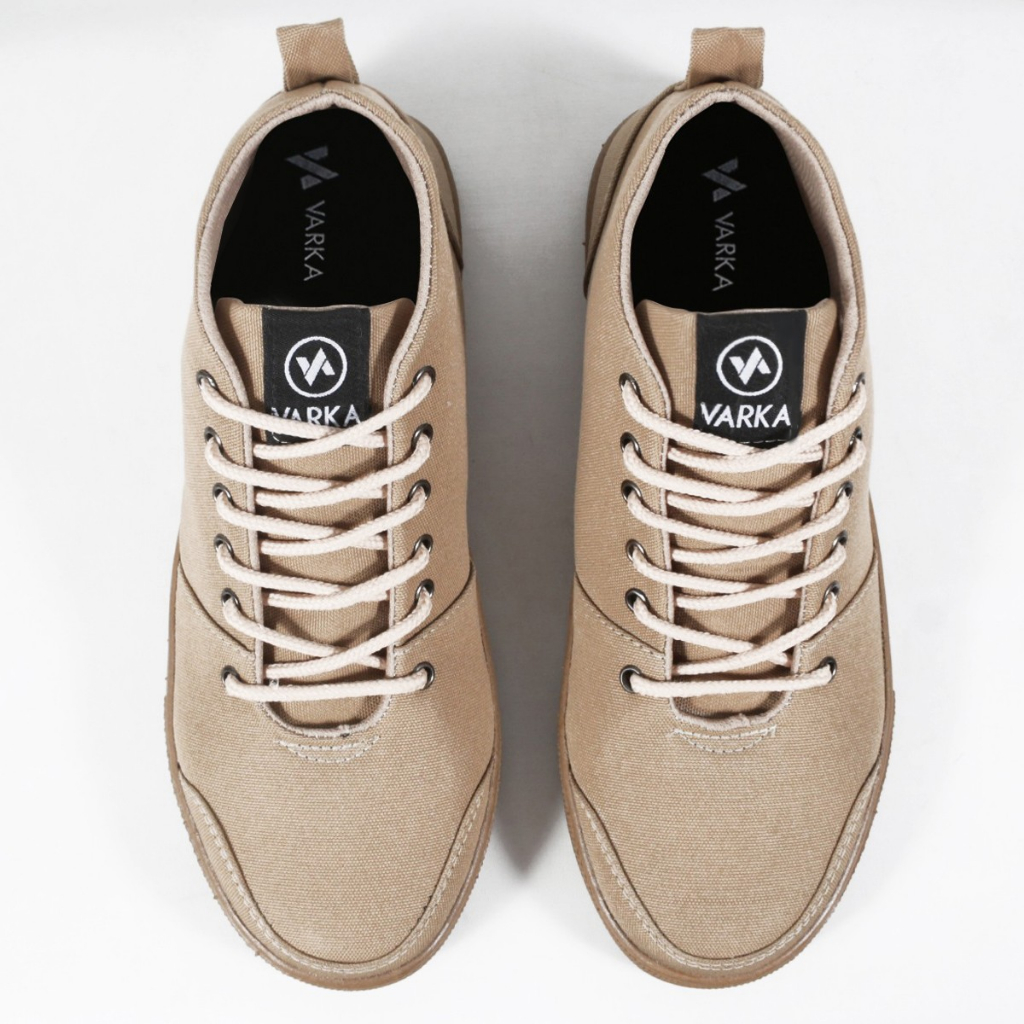 Sepatu Sneakers Pria V 29912 Brand Varka Sepatu Semi Boots untuk Kuliah Sekolah Kerja Hangout Berkualitas - Krem