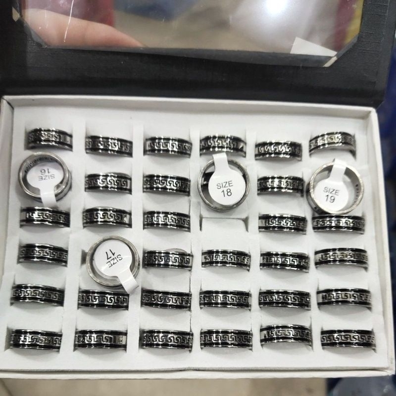 Termurah Terbaru cincin titanium tribal silver tidak karat 1box isi 36pcs