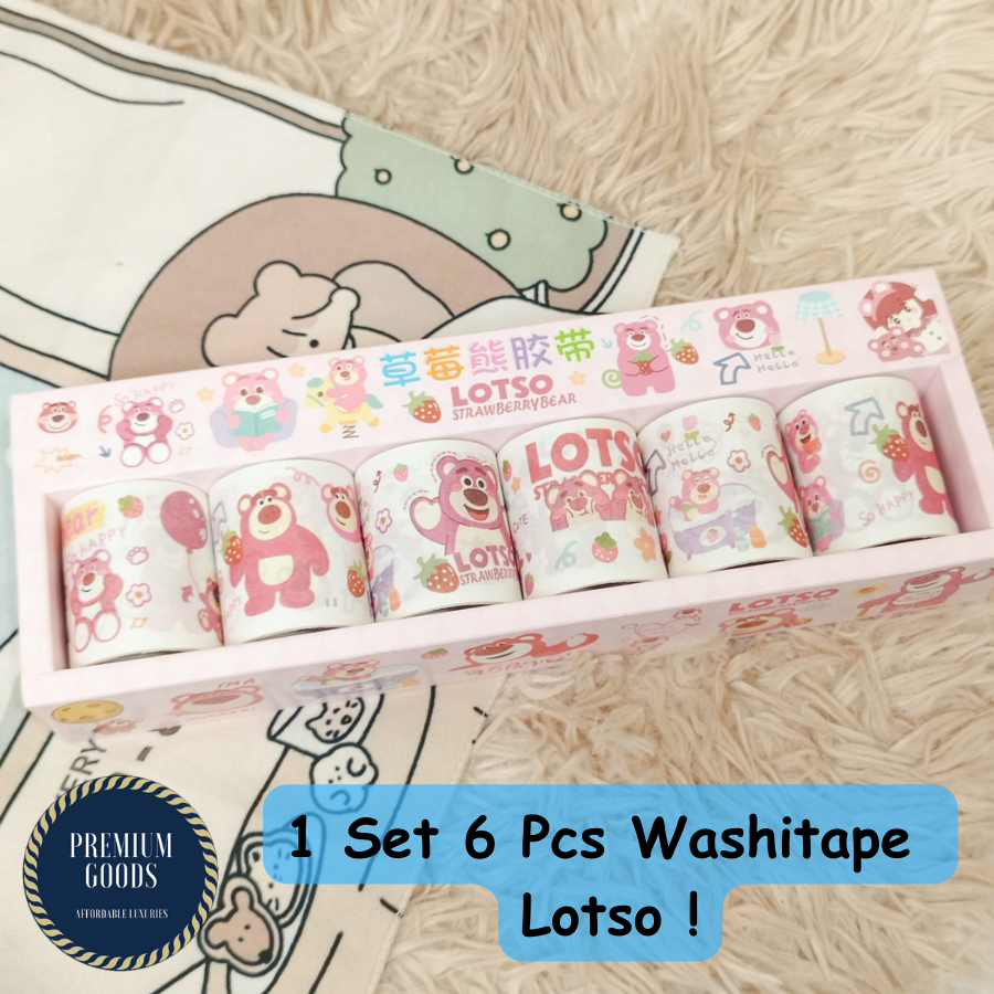 

Pack 6 Rolls Solatip LOTSO BERUANG UNGU Glitter Sticker Box Selotip Washi Tape Transparan Waterproof Pastel Jurnal Scrapbook Diary Estetik Decoration Accessories Hampers Bingkisan Import Harga Grosir Ready COD