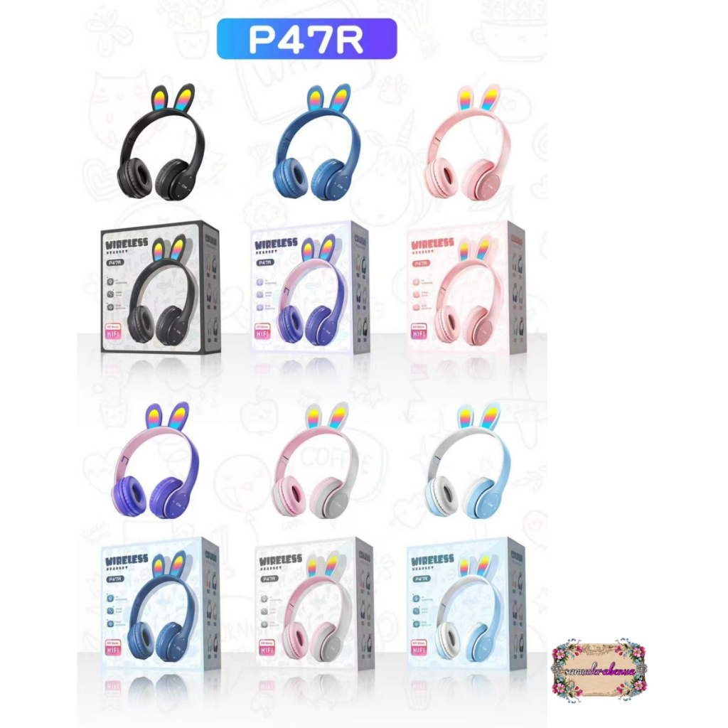 P47R CAT EARS HEADSET headphone Hf bando telinga kucing LED BANDO BLUETOOTH wireles RGB GAME HEADSET G-P47R LED WIRELESS super BASS SB5608