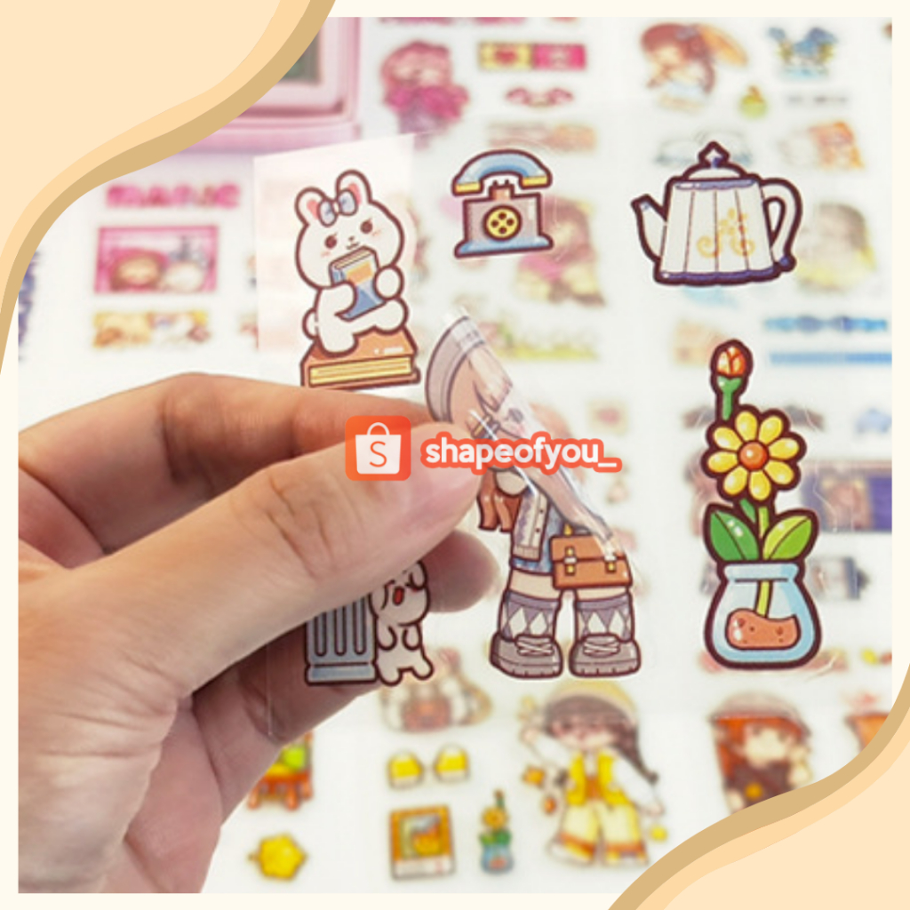 Stiker 2D Motif Kartun Korea Lucu 100 Lembar Anti Air Dekorasi Handbook Scrapbook DIY Stiker Kartun Tahan Air PET