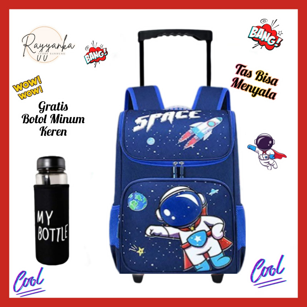 Tas Ransel Troli Anak Laki Laki Terlaris Model AsTr0 Kids  Gratis Botol Minum Keren Tk Paud Sd