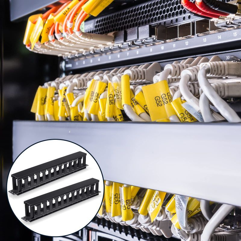 19 Inci Wire Management 1U Metal Jalur Kabel Rak Server Untuk Rack Server Cable Manager