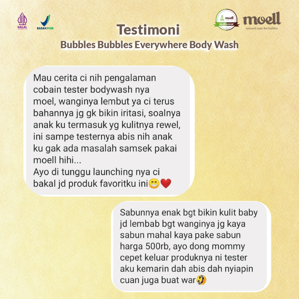 Moell Bubbles Bubbles Everywhere Body Wash 185 gr/ Sabun bayi/ Sabun/ Moell Makassar