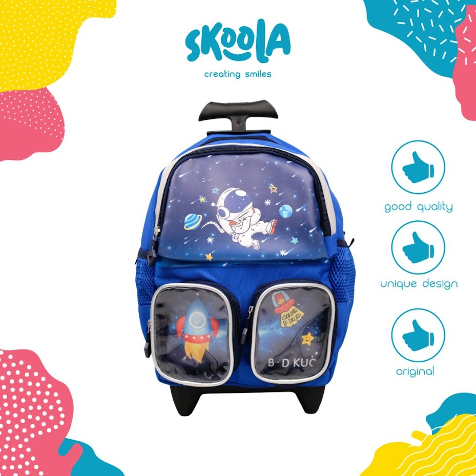 Skoola Tas Sekolah Anak Laki - Laki PAUD TK Trolly Ransel Astronot - Yogi