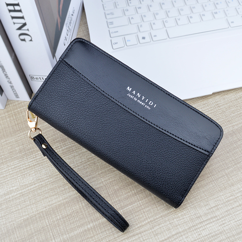 DOMPET PANJANG WANITA TALI PENDEK IMPORT KOREA TERBARU RESLETING MUAT HP WA726B5 KULIT PREMIUM HITAM VALENIA BRANDED KARTU KOIN UANG MURAH SIMPLE CASUAL FASHION KEKINIAN CEWEK REMAJA