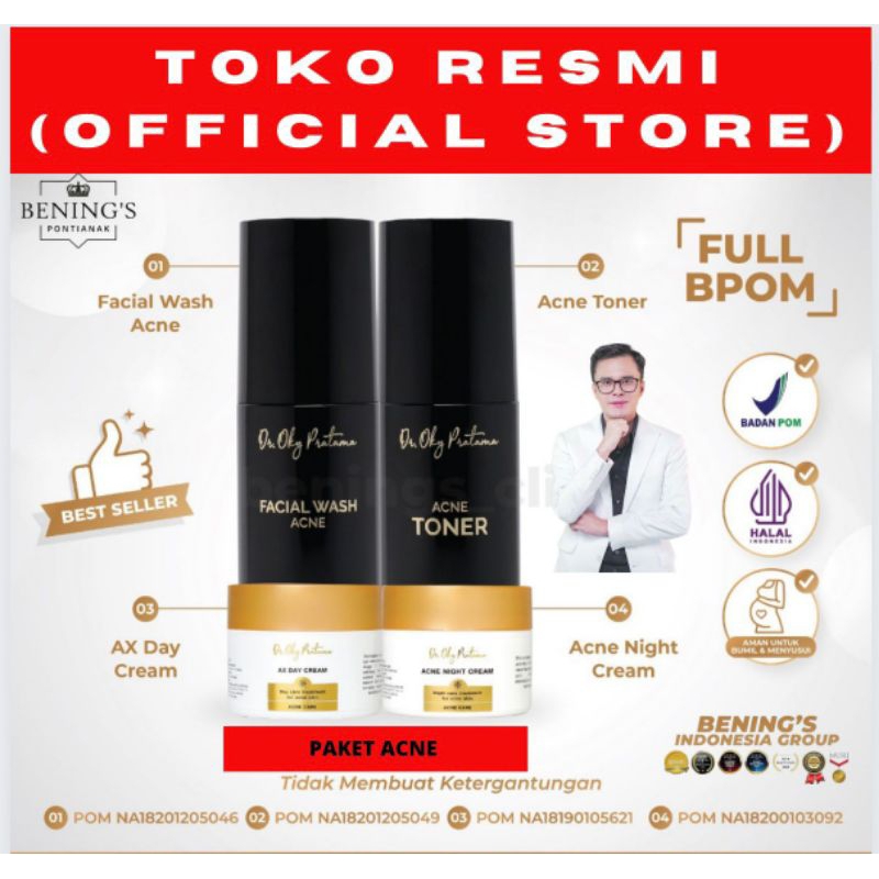Paket Acne Skincare Bening's Klinik Paket Jerawat Bening