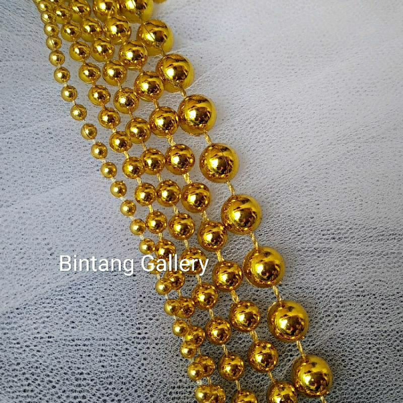 1 M MUTIARA RENTENG 4/5/6/8 MM GOLD &amp; SILVER / AKSESORIS MAHAR