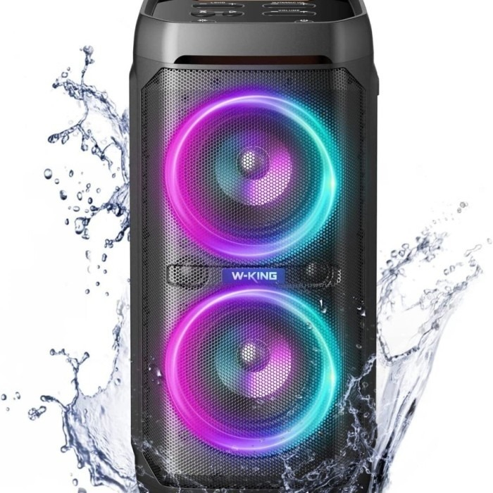 Speaker Karaoke Bluetooth Portable Wireless W-King T11 + 1 Mic Kabel Waterproof Party Box TWS Super Bass WKING Original