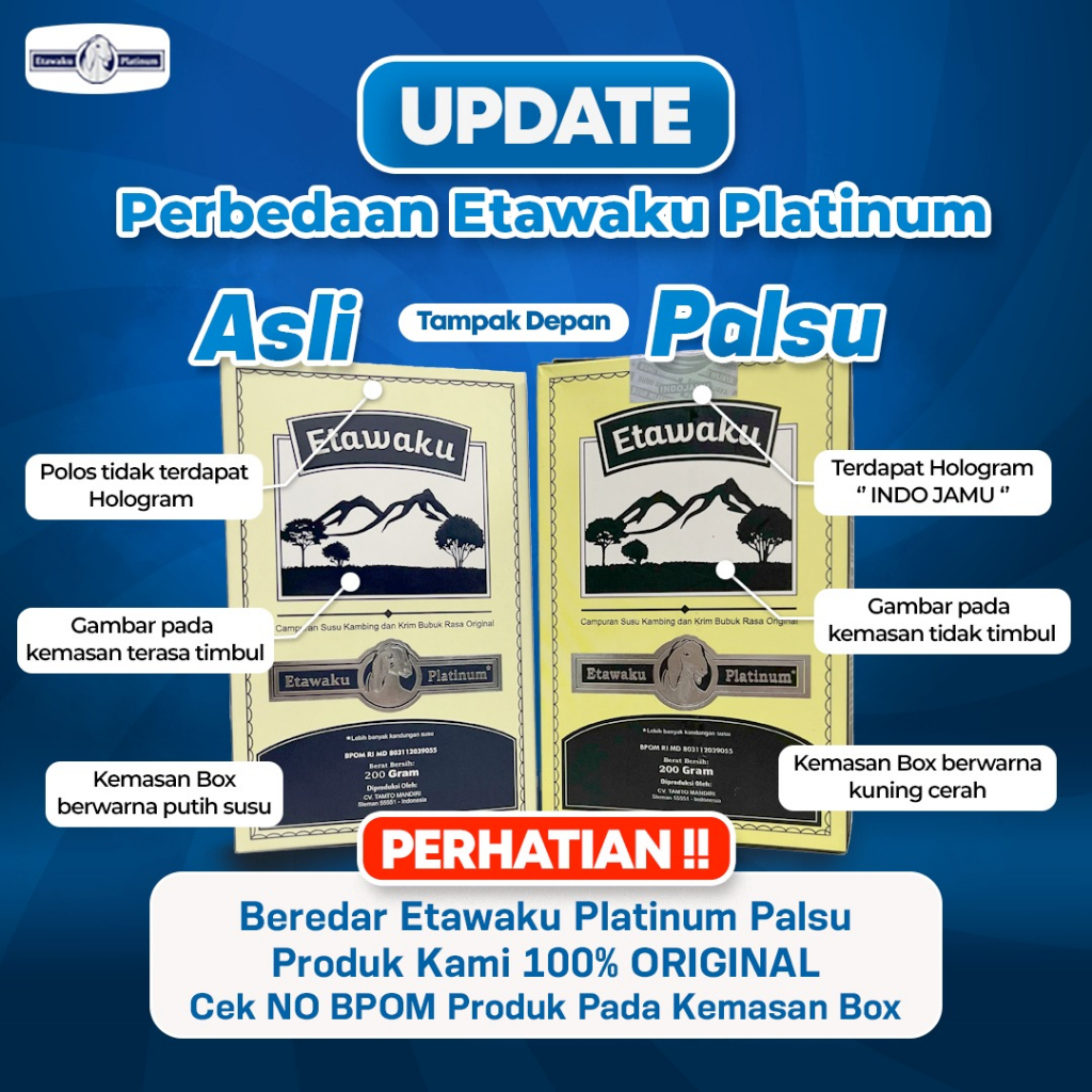 Etawaku Platinum || Susu Kambing Segar Etawa Provit Bubuk Krimer Nabati Atasi Masalah Pernafasan Asma Bronkitis Sesek Napas Sesak Nafas Tingkatkan Imunitas Daya Tahan Tubuh Isi 200gr