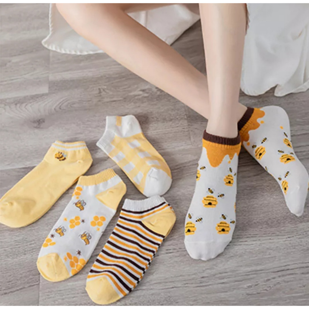 (RANDOM)Kaos Kaki Pendek Wanita Motif / Kaos Kaki Pendek Motif