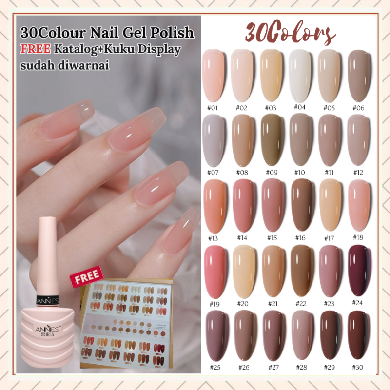 Pretty Paket Nail Gel Polish Ice Tea/ 30Colour Free Katalog+Kuku Display sudah diwarnai/ Kutek Gel Polish UV Led Jelly colour