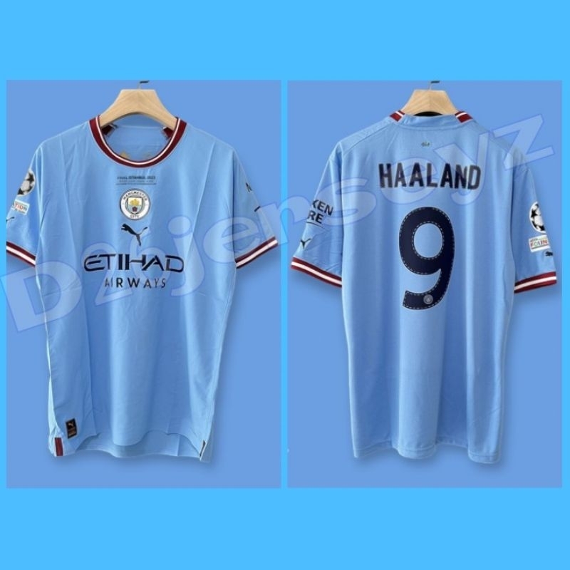 Jersey Man. CityY_ Home Final Istanbul 2023 + Nameset HAALAND 9 + Patch + MDT