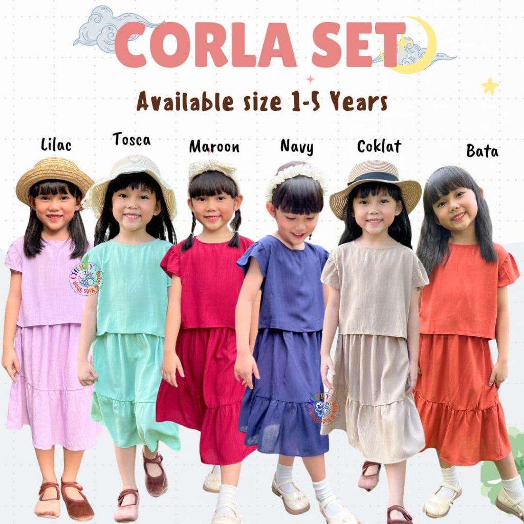 Smilee Corla Set 1-5 Tahun Setelan Rok Ruffle Anak Perempuan CBKS