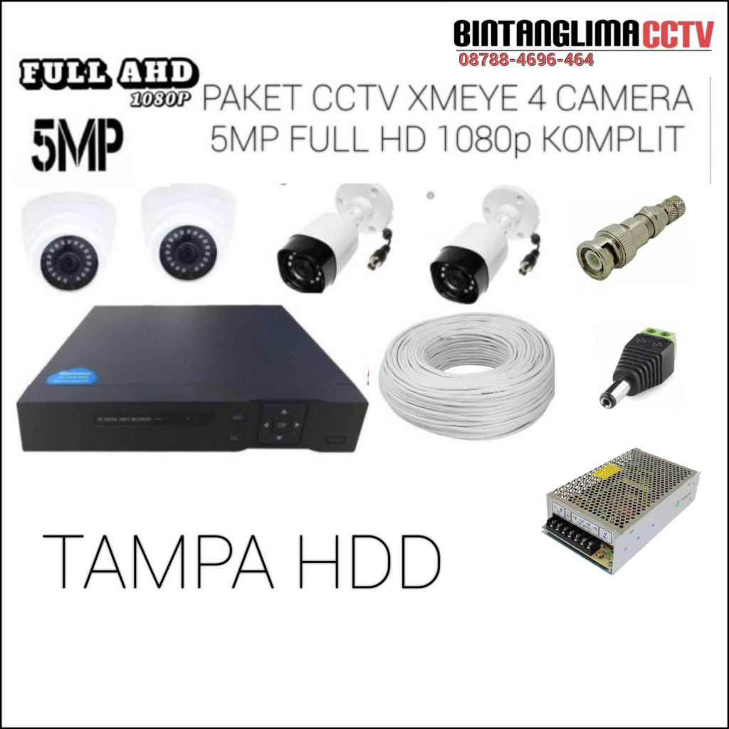 PAKET CCTV XMEYE 5MP FULL HD 1080P KOMPLIT