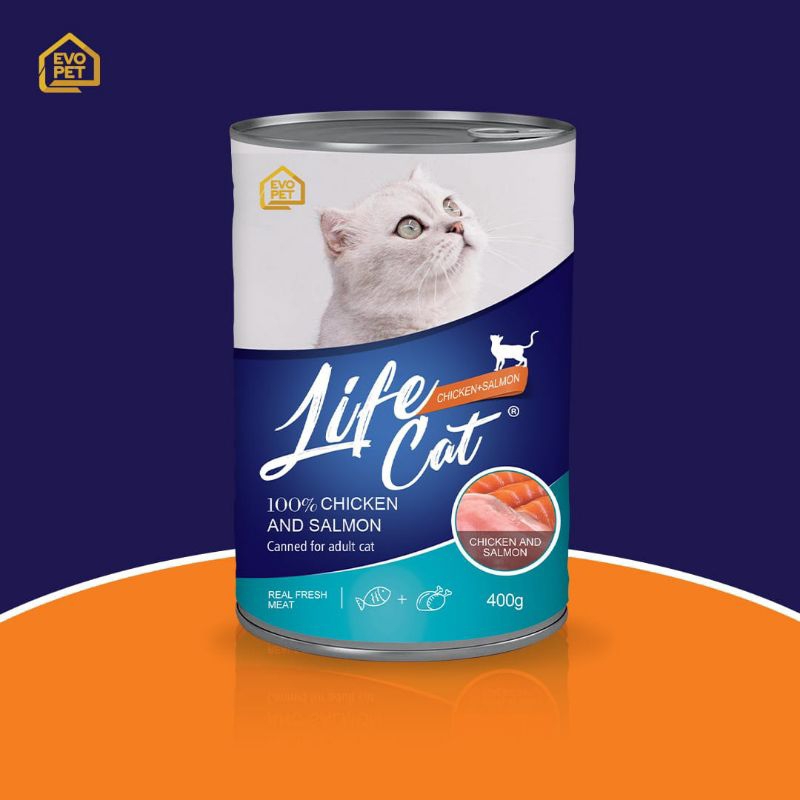 makanan kucing life salmon&amp;chicken 400gr adult wet food