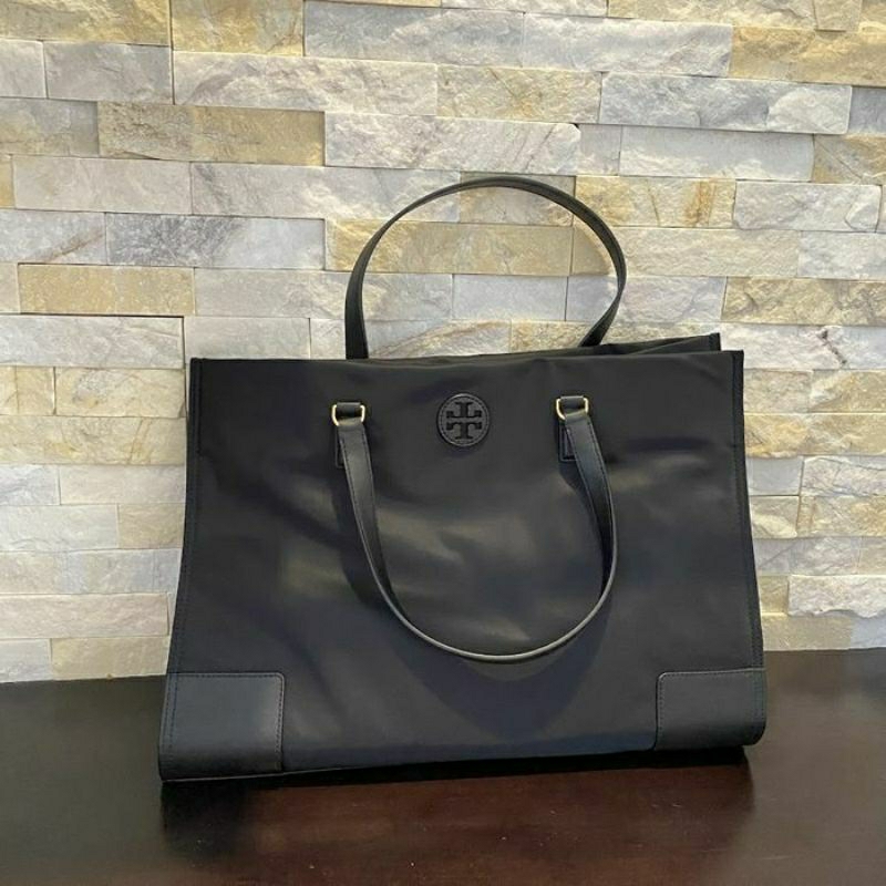 TORY BURCH ELLA NYLON TOTE BAG BLACK