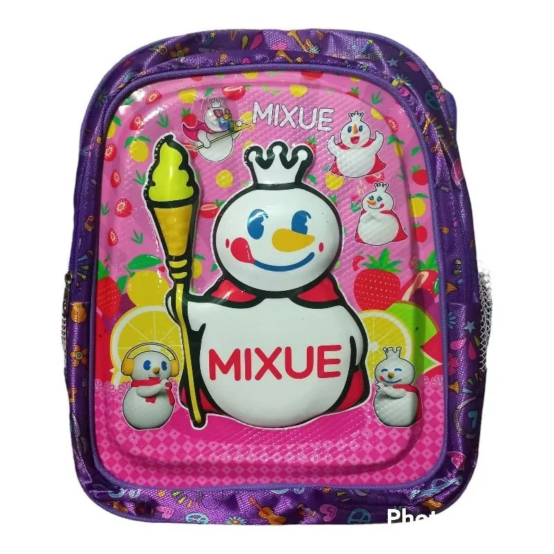 PTM-Tas Mixue 3D LED Timbul Tas Sekolah Anak Paud TK SD