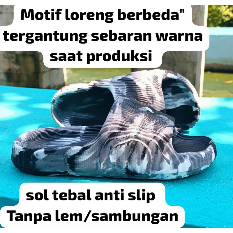 LORENG Sandal Slop Viral Adelette Motif Murble Sandal Pria Tie Dye Tebal dan Ringan