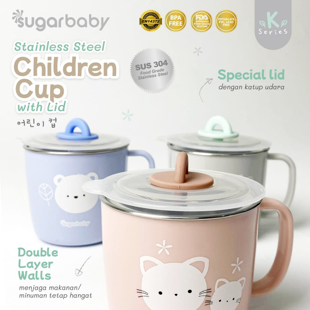 Sugar Baby Lunch Box Set Anak Kotak Makan Stainless Steel / Cup / Spoon &amp; Fork / Bowl Perlengkapan MPASI K Series