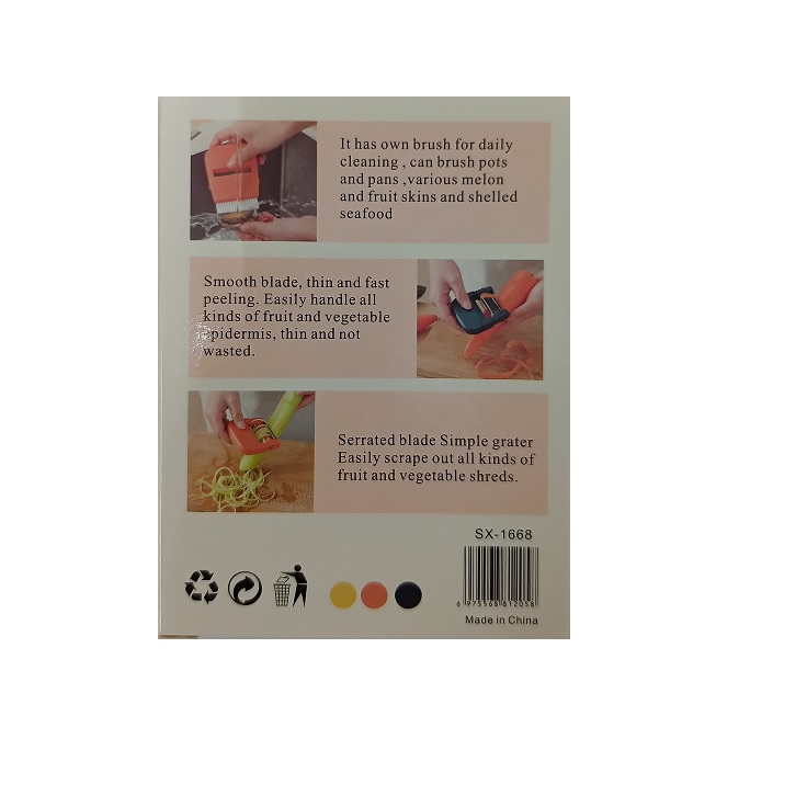 Peeler 3 in1 Pengupas buah dan sayur dengan sikat brush pembersih Multifungsi