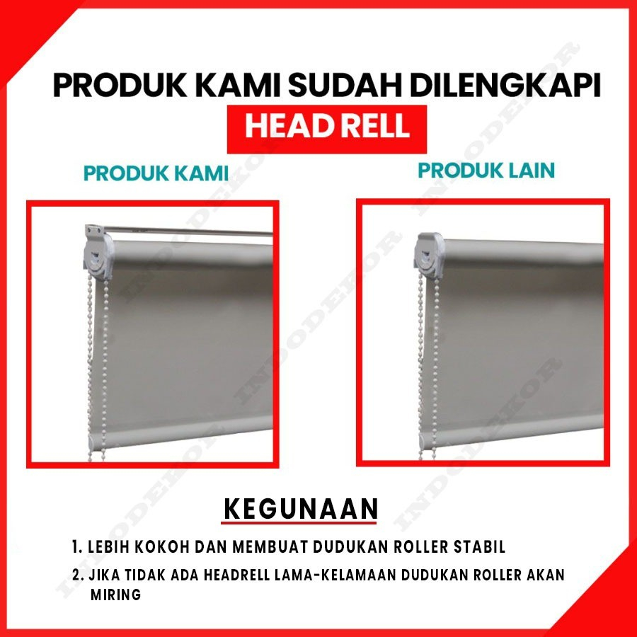 Roller Blind Sharp Point Dimout Blackout Tirai Jendela Gorden Gulung Kerai Kain Krey Murah