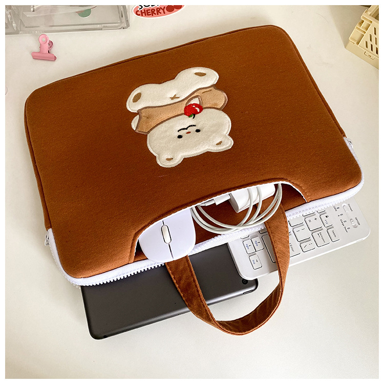 Sleeve Pouch Sarung Tas Bag Case Ipad Tab Tablet Macbook Air  Retina 15.4&quot; 15&quot; A1398 Pro Laptop Asus ZenBook Flip S UX370UA Acer Lenovo HP Huawei 11 12 13 14 15 inch Motif Gambar Kartun Warna Black Brown White Cute Murah Korean Model Tali Jinjing