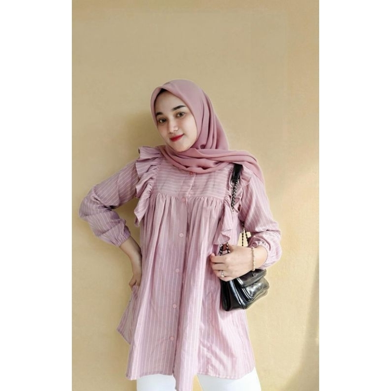 LamiKa Top | Denandra Atasan Lucu Bahu Ruffle Busui Friendly