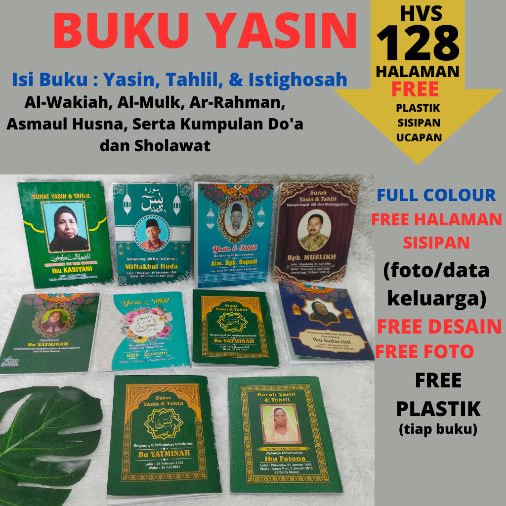 

Buku Yasin Dan Tahlil 128 Halaman (Gratis Design+Foto+Plastik)