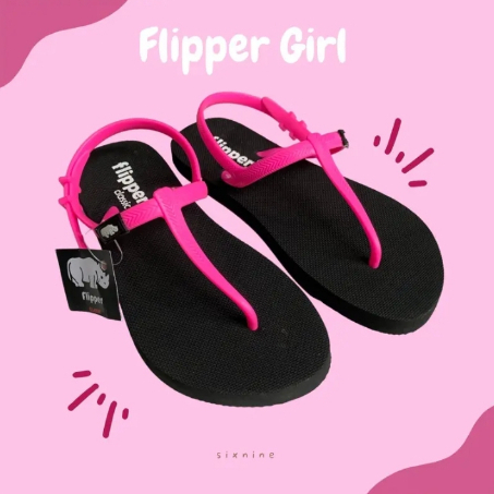 Satohama Sandal Wanita Flipper Strappy Black / Bukan Sandal Fipper