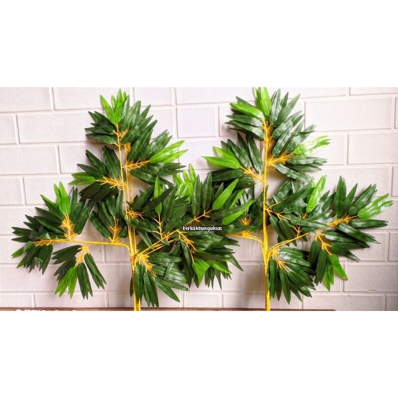 Daun Bambu Artificial - Daun Bambu Plastik - Daun Bambu Dekorasi - Hiasan Rumah - Daun Bambu Tangkai