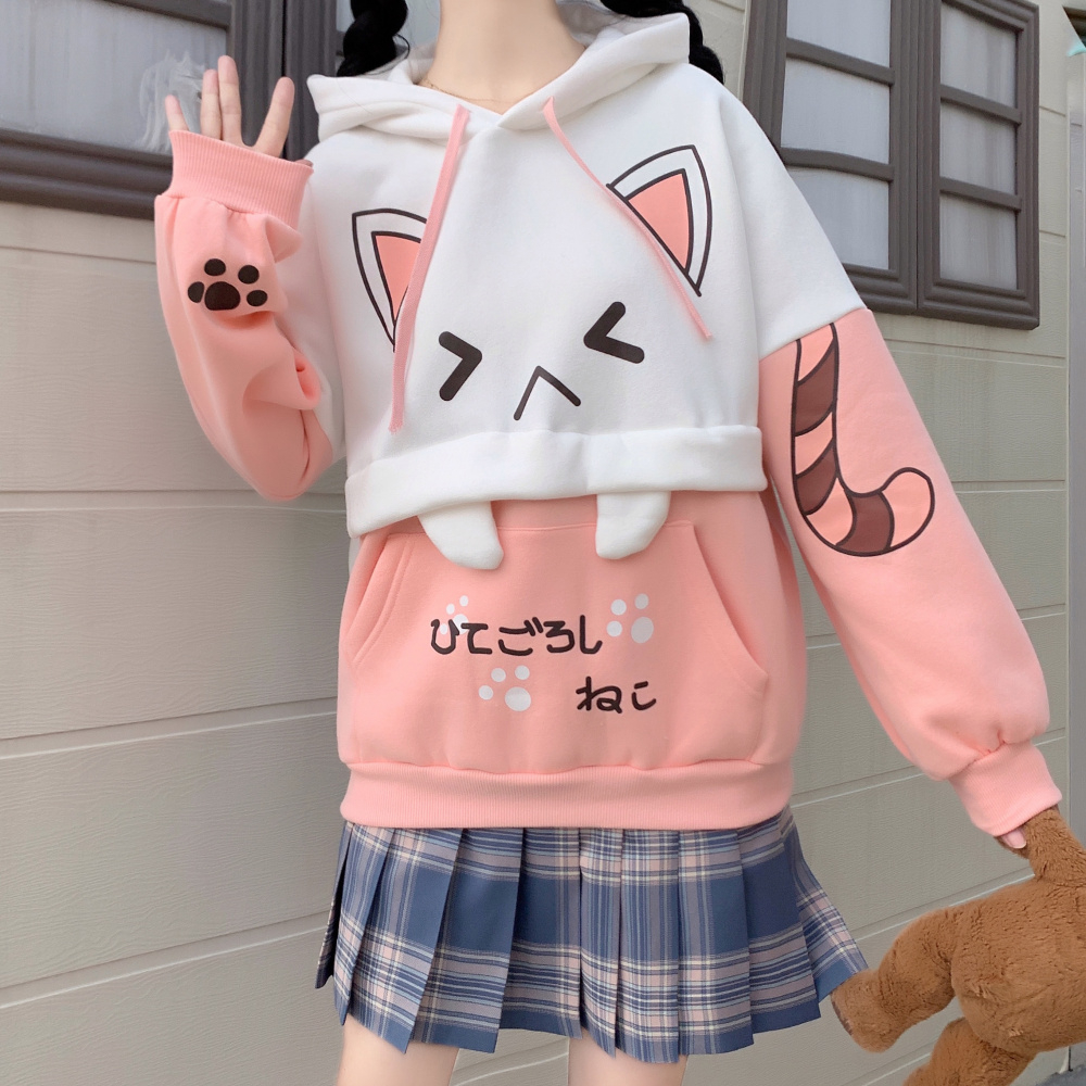 CAT FUNNY SWEATER / SWEATER HOODIE WANITA TERMURAH / SWEATSHIRT LUCU KOREAN STYLE