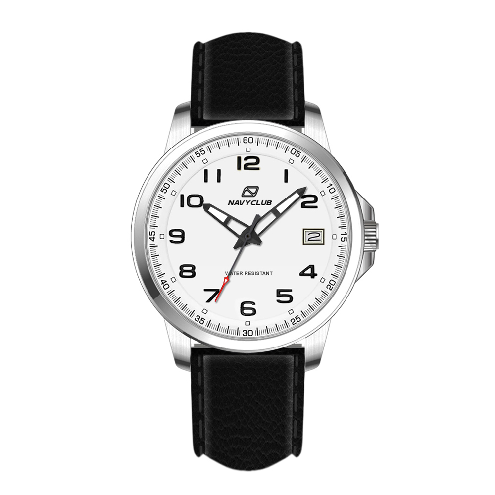 Navy Club Jam Tangan Pria Climate- Leather Strap White